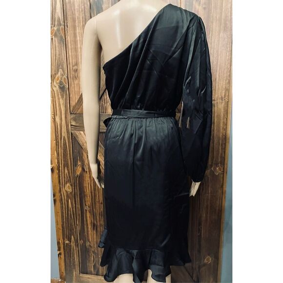 Area Stars Black Satin Off Shoulder Dress Size Small - Picture 2 of 7